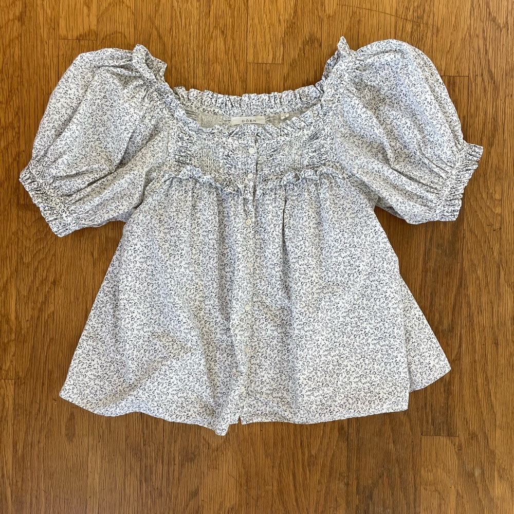 Doen Farley Top in Cream Cottage Ivory Floral